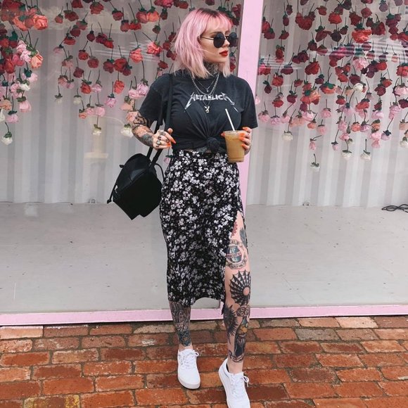 Small floral slit hip wrap skirt S M L XL - Picture 1 of 6